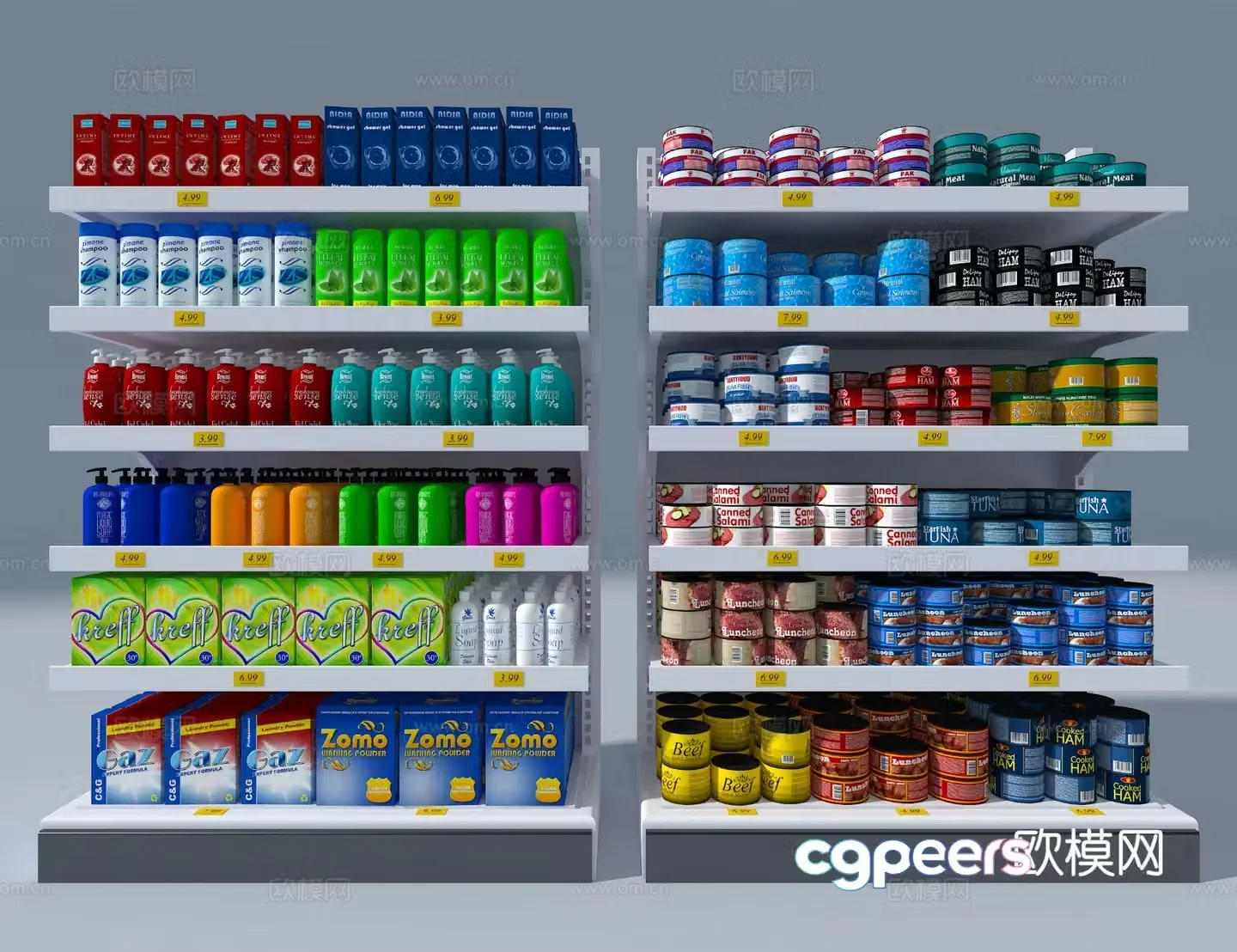 Supermarket shelves snack shelves 3d model