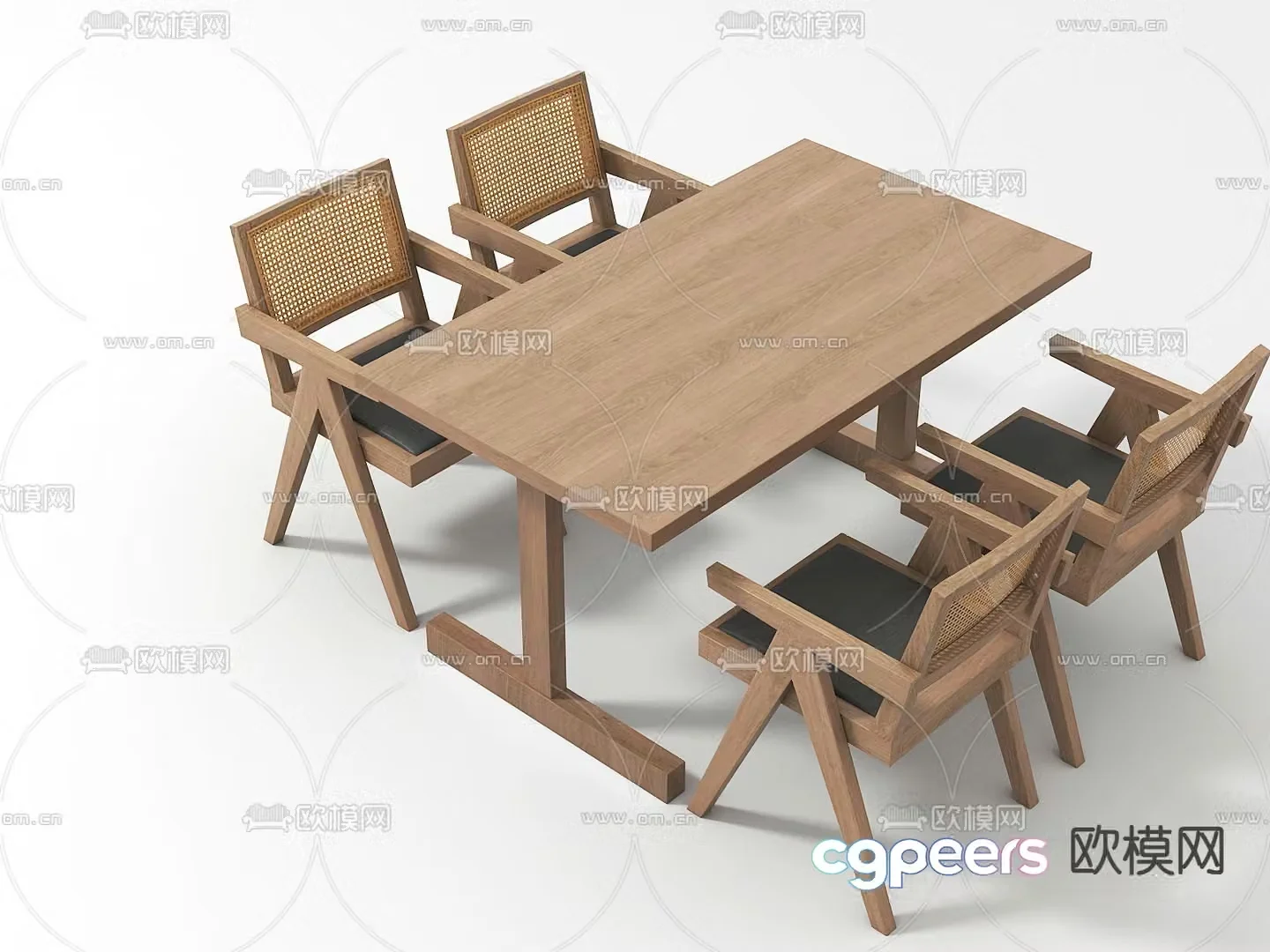 New Chinese dining table and chairs 3d model