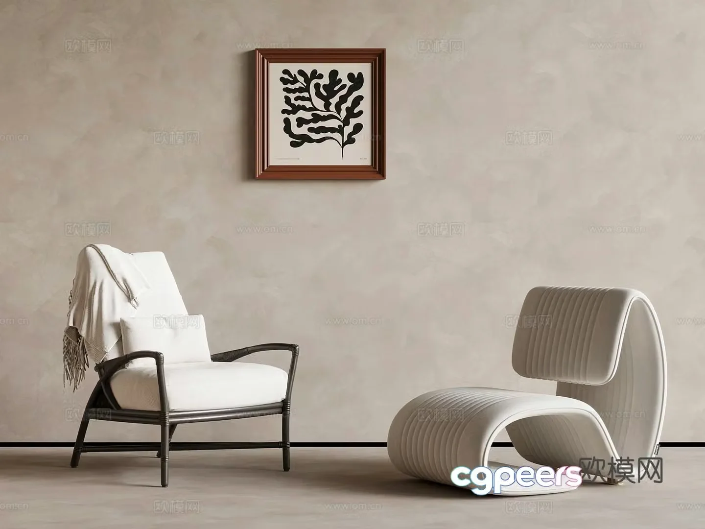Medium style leisure chair 3d model
