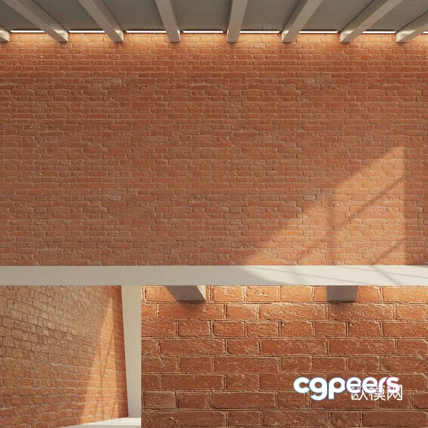 Red brick wall 3d model