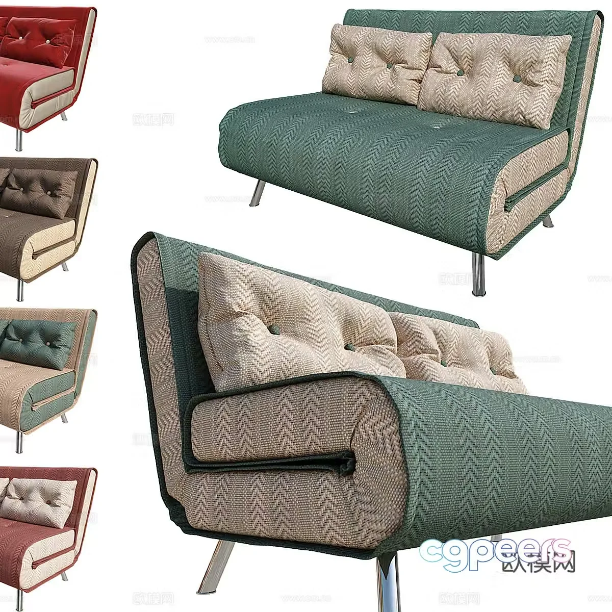 Nordic double sofa 3d model