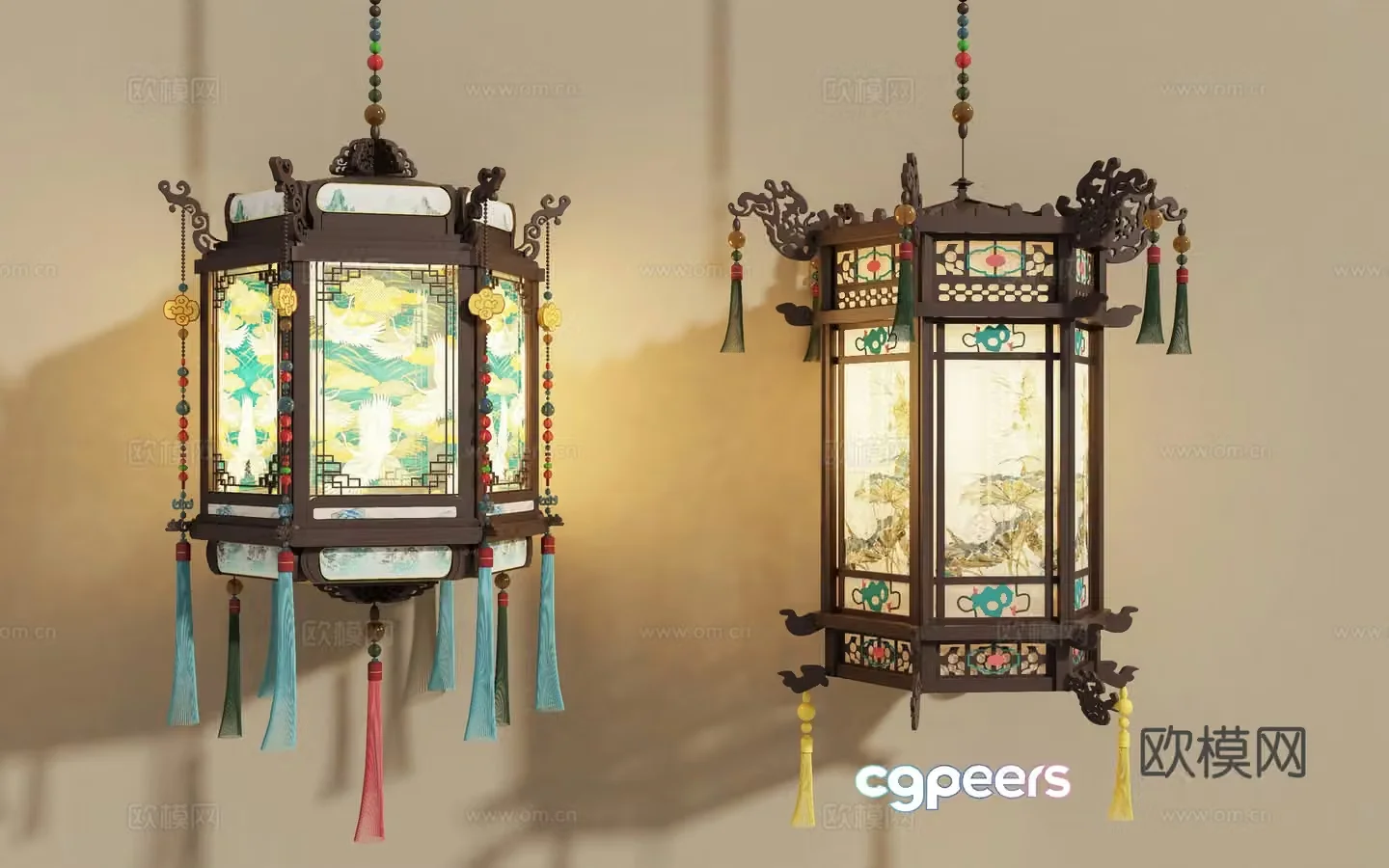 Chinese style intangible cultural heritage palace lantern ancient lamp palace lantern hexagonal lantern palace lantern 3D model