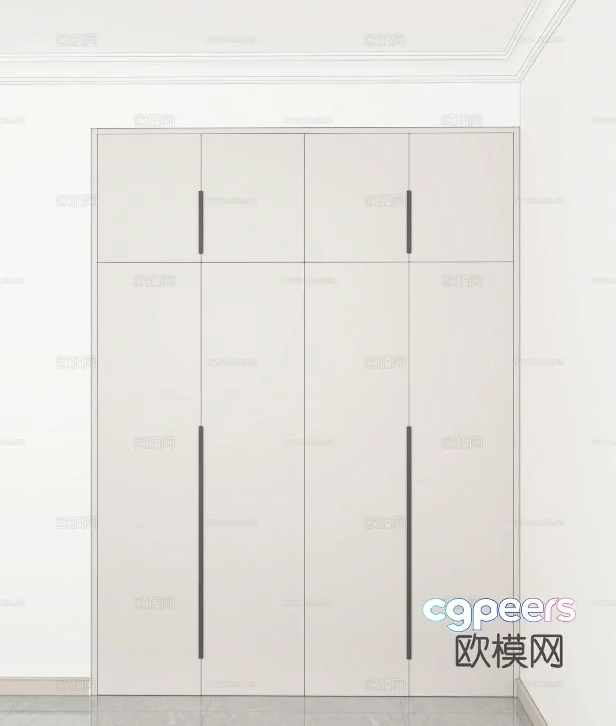 Modern four-door wardrobe segmented wardrobe 3d model