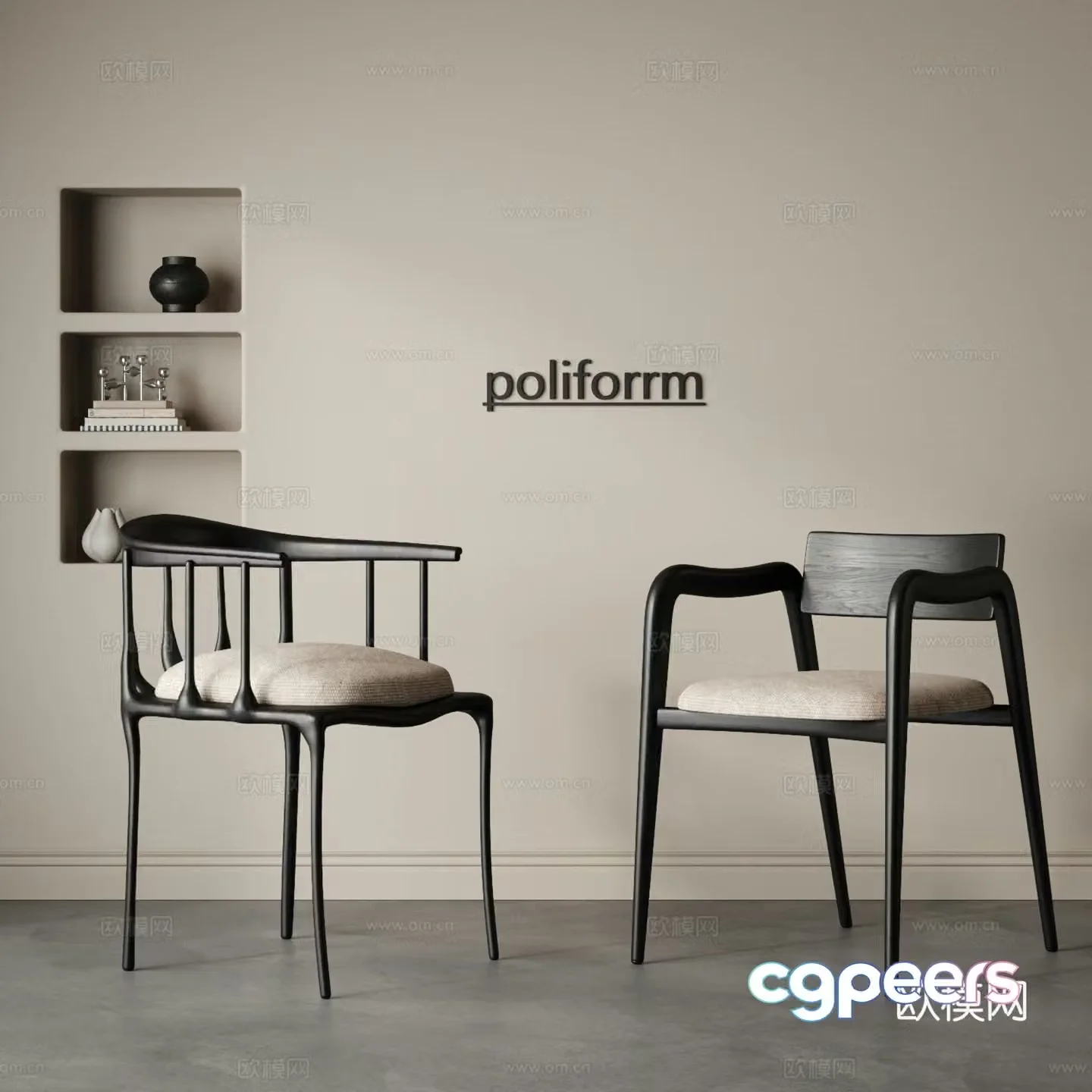 Medium style dining chair combination single chair leisure chair wooden chair book chair fabric single chair Wasabi 3d model