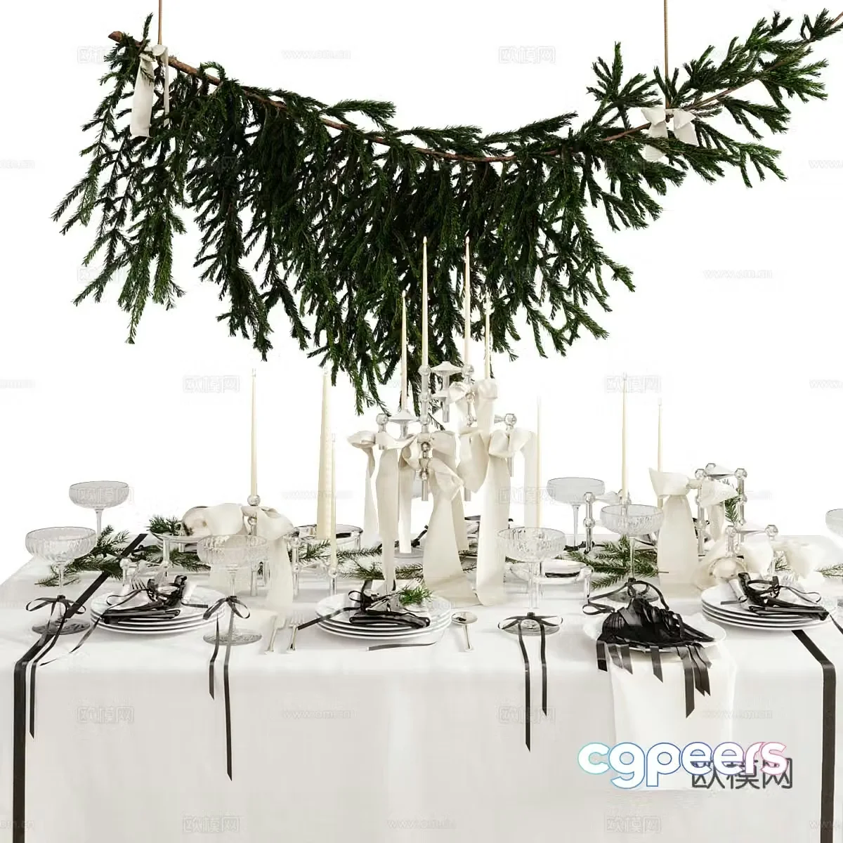 Christmas dinnerware 3d model