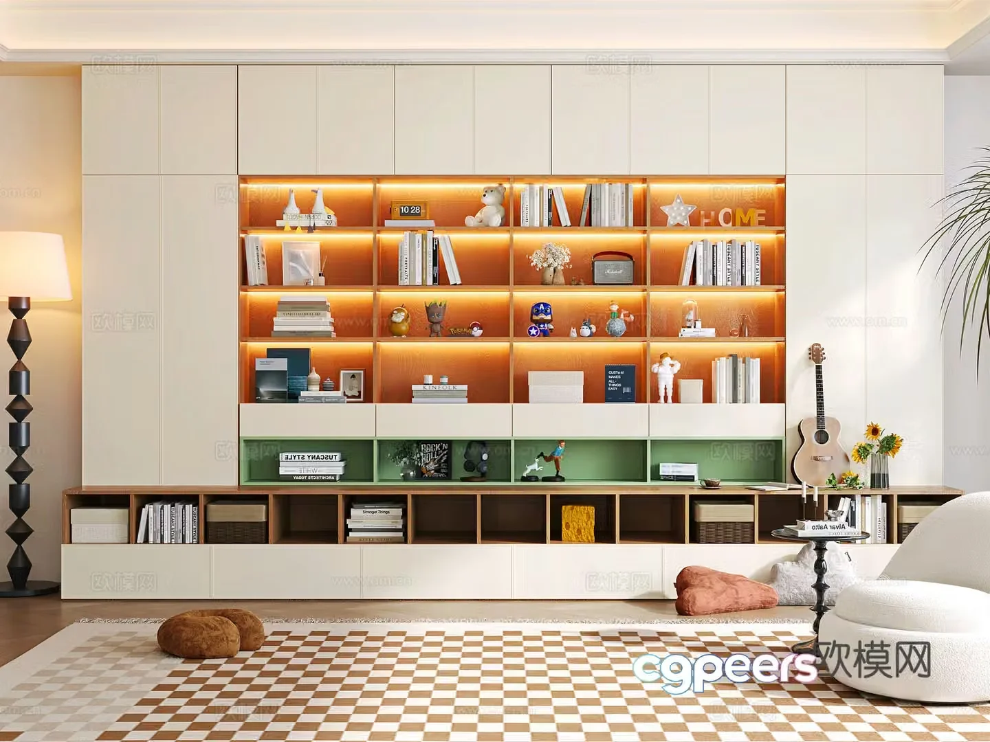 Modern bookcase display cabinet 3d model