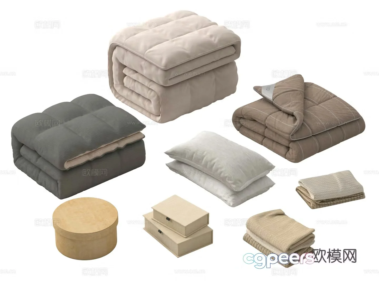 Bedding quilt pillow bed sheet 3d model