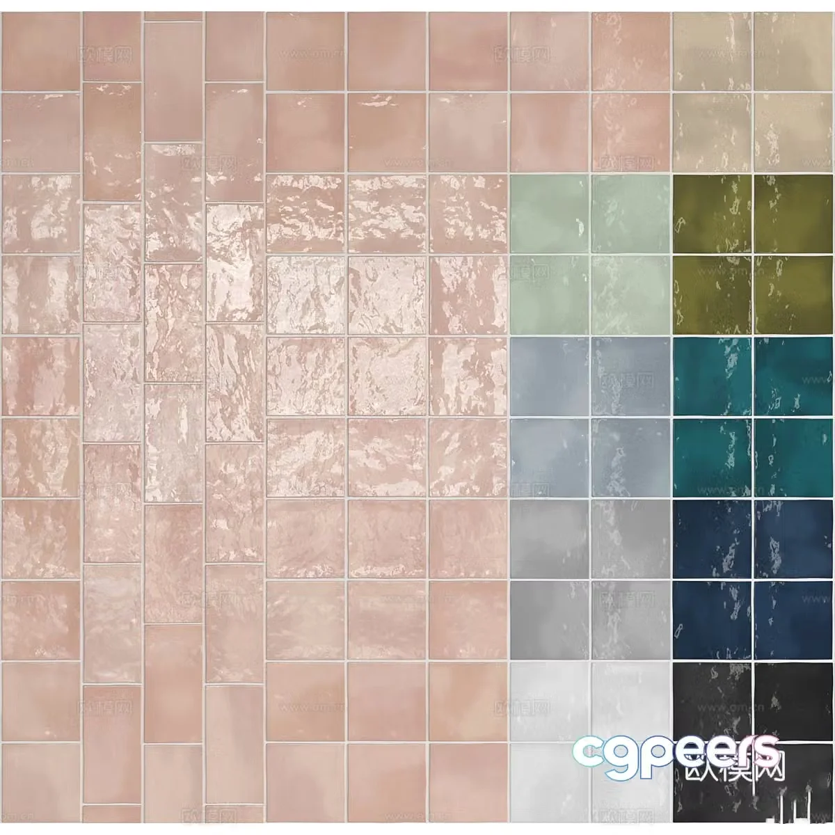 New Chinese tile mosaic 3d model