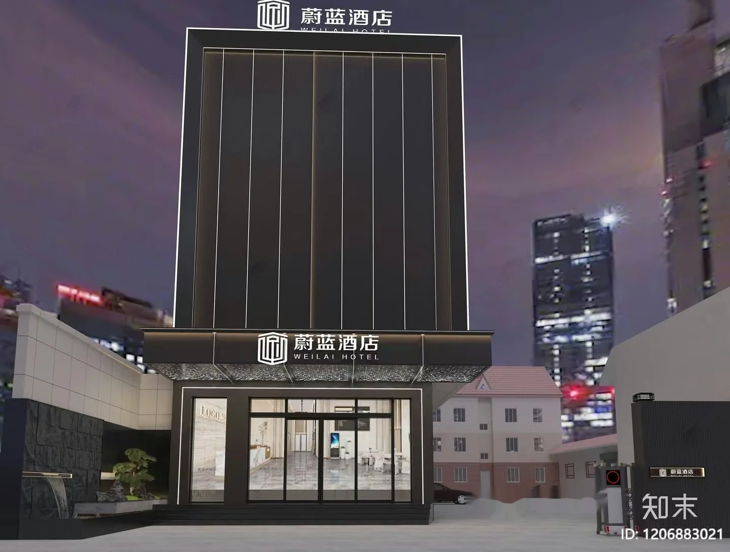 Modern Hotel Building 3D Model – 6892 – VRAY Render