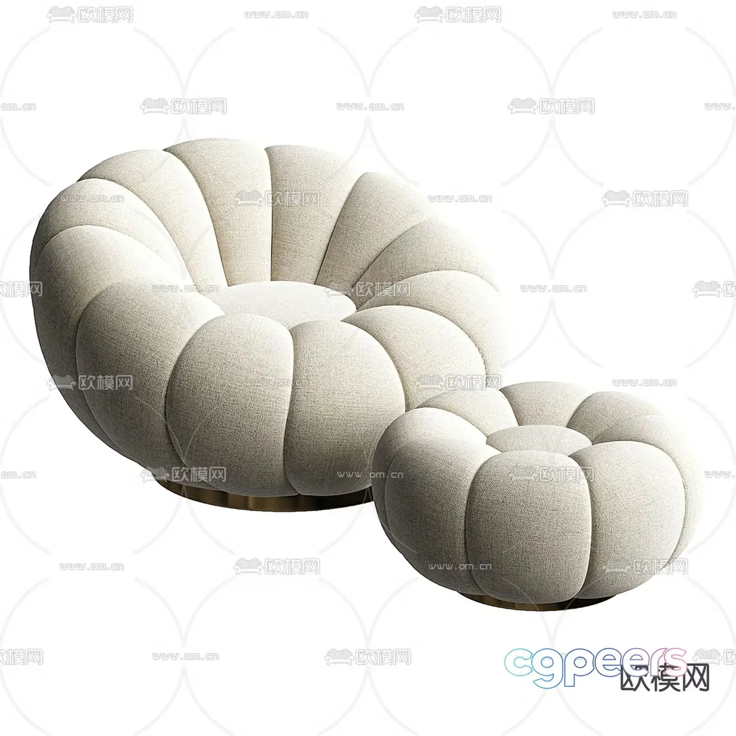 NOHO HOME modern fabric leisure chair 3d model