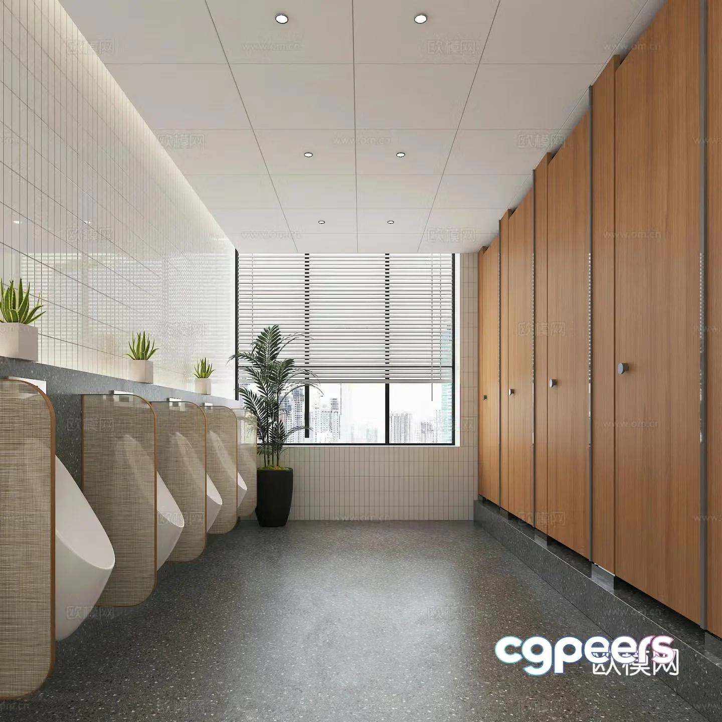 Modern public restroom 3d model