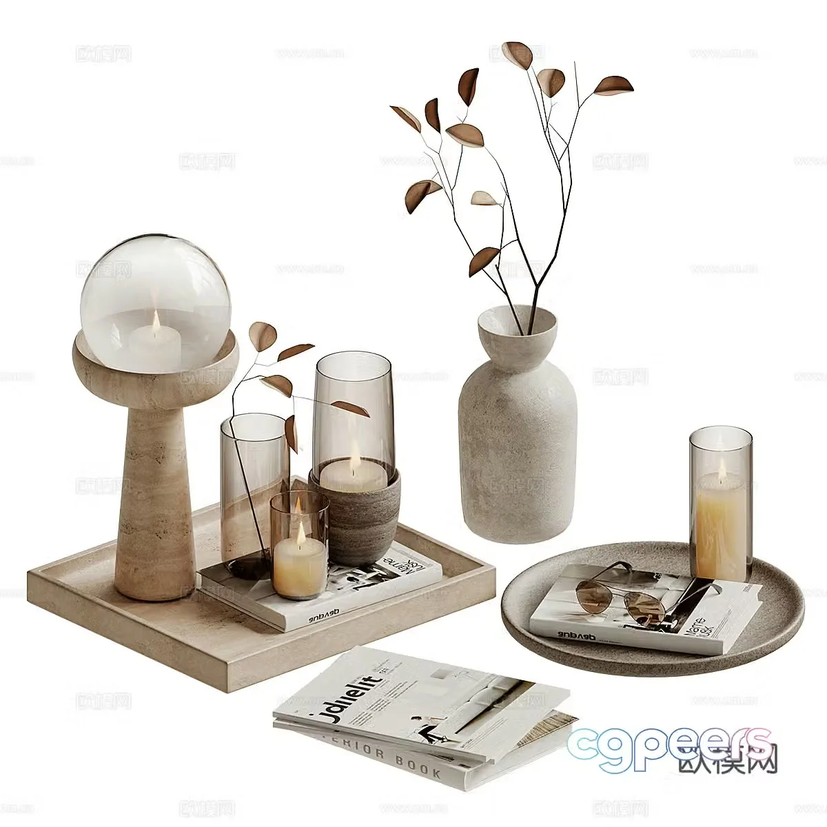 New Chinese style Wasabi ornament combination 3D model