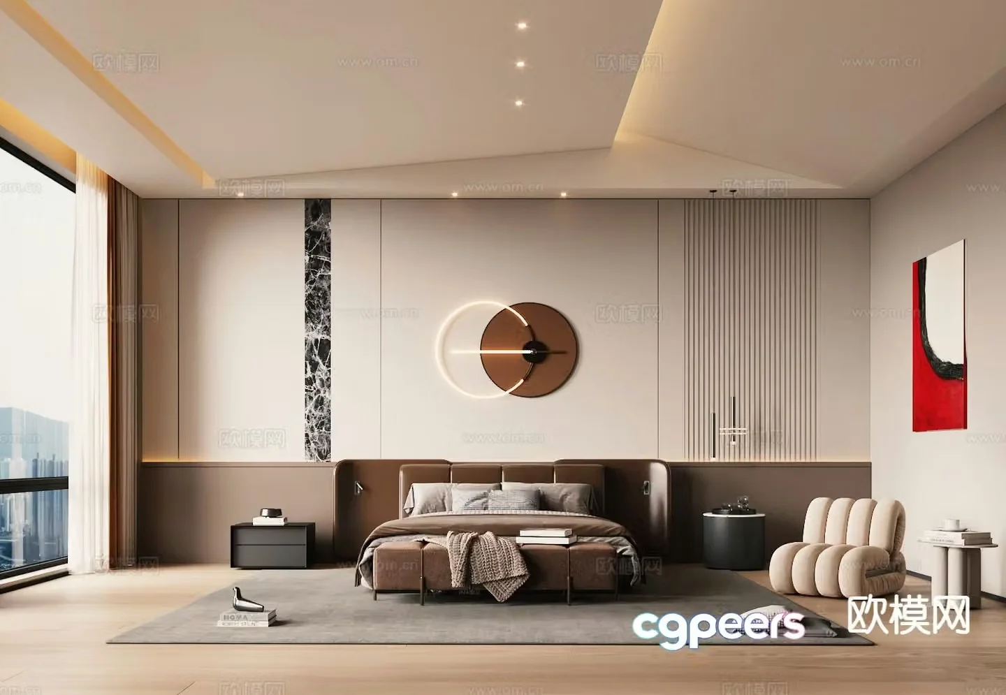 Modern bedroom master bedroom villa bedroom 3d model