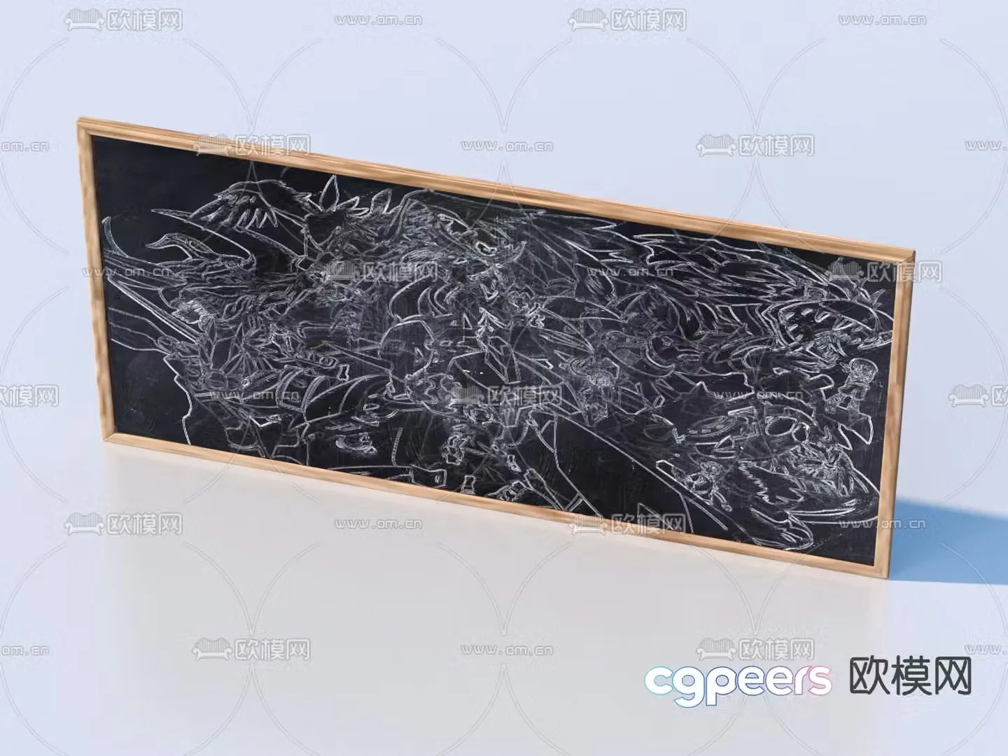 Modern blackboard chalk drawing 3d model