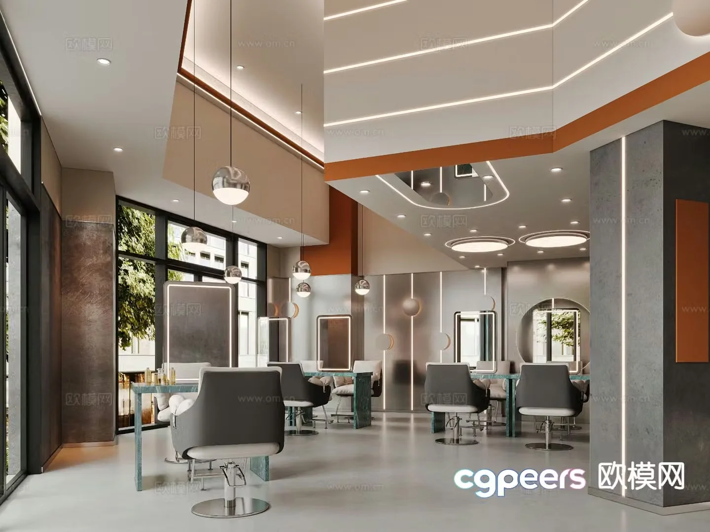 Modern barber shop shampoo shop 3d model