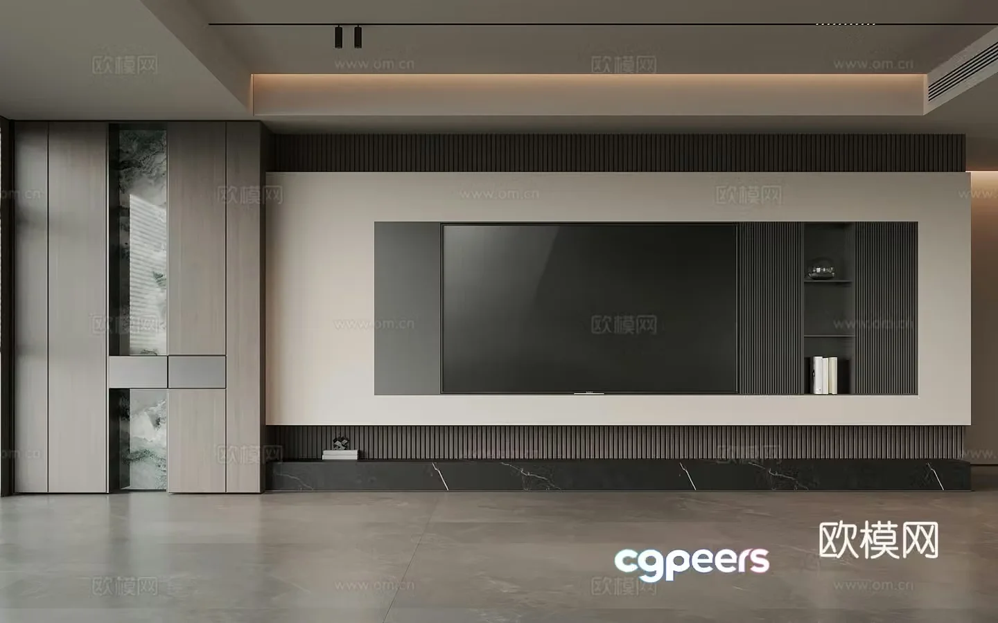 Modern Italian TV background wall TV wall 3d model