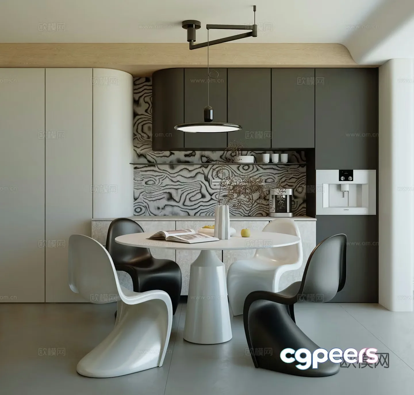 Modern minimalist restaurant 3d model