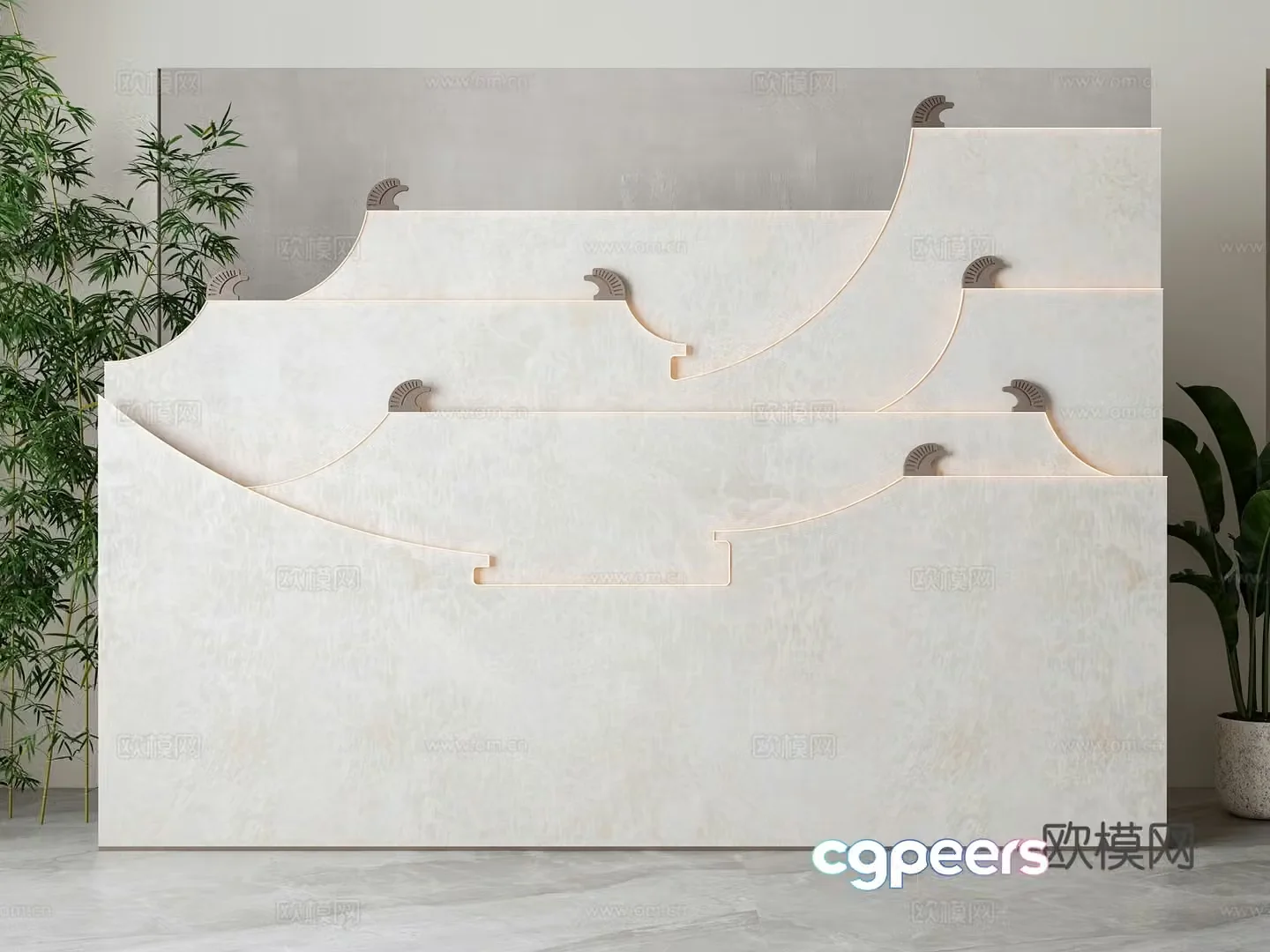 New Chinese style background wall partition 3D model