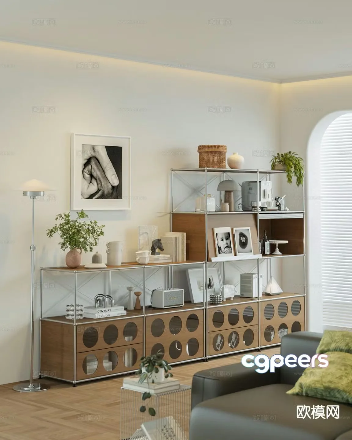 Middle-aged style decoration cabinet high cabinet display cabinet 3D model