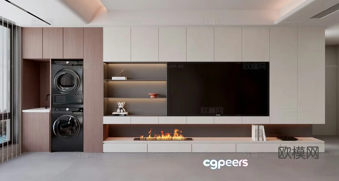 Modern TV background wall 3d model