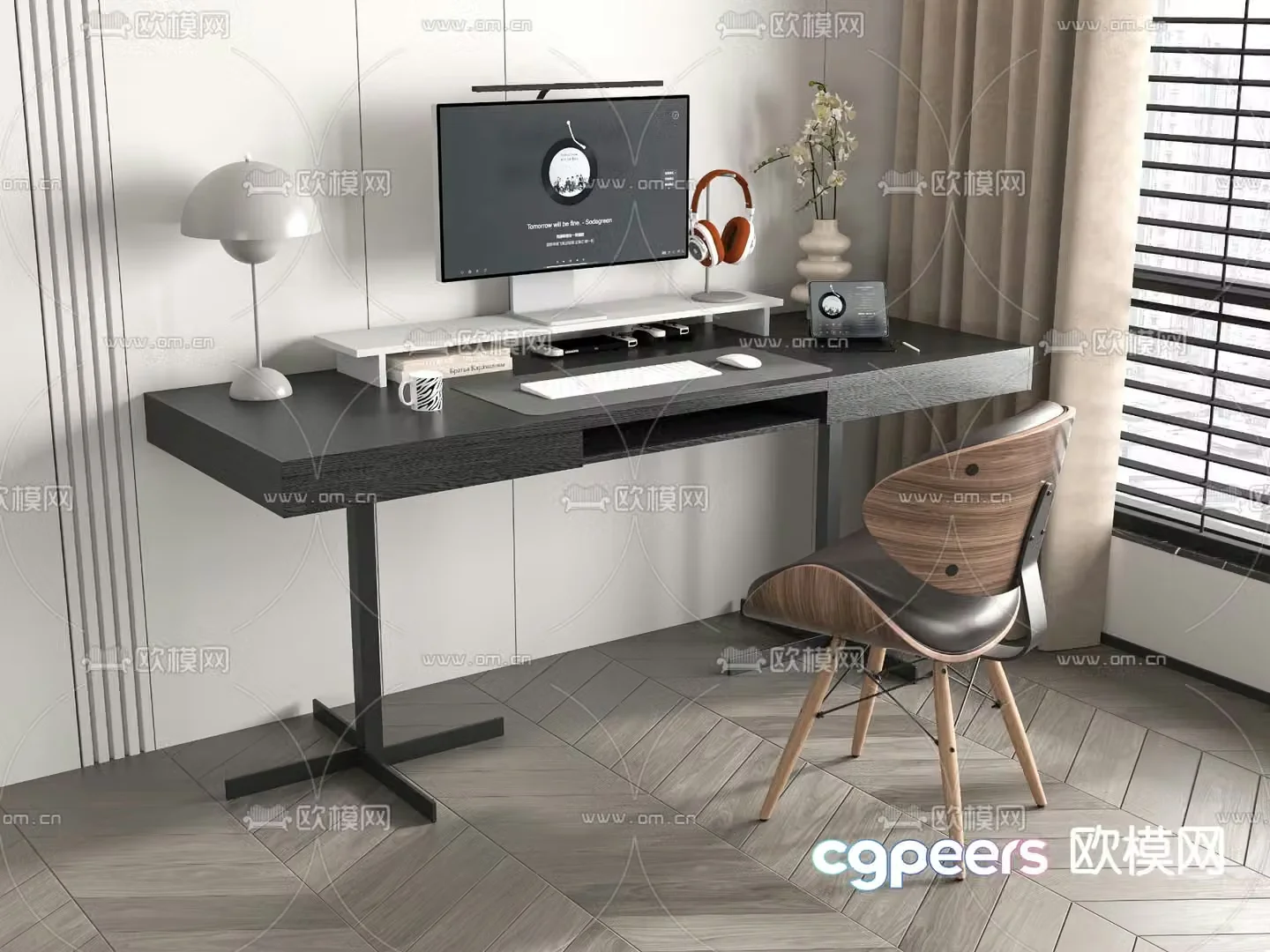 modern desk writing desk 3d model