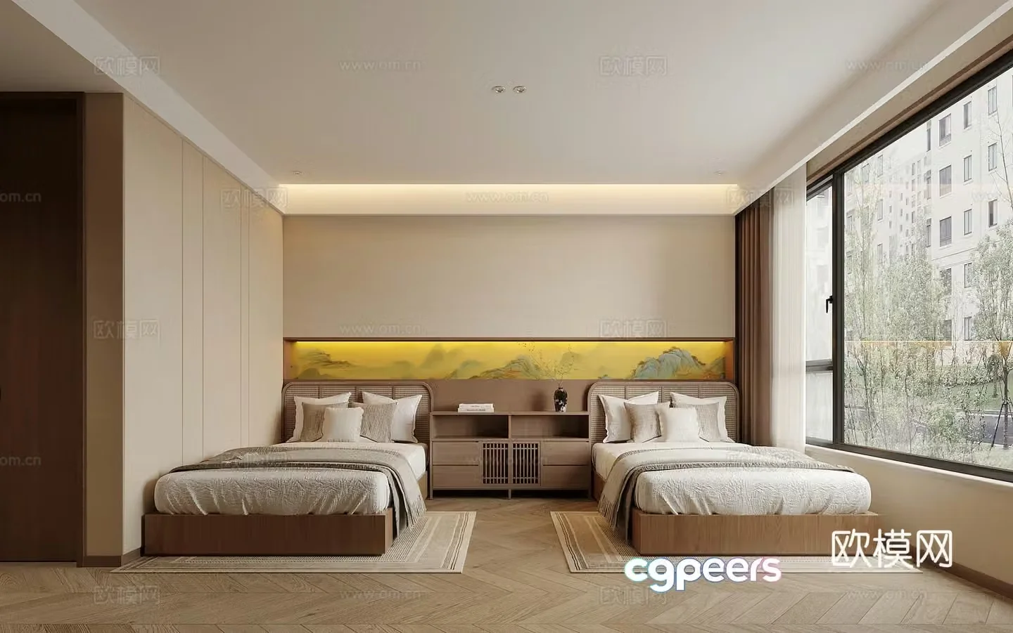 New Chinese style bedroom 3d model