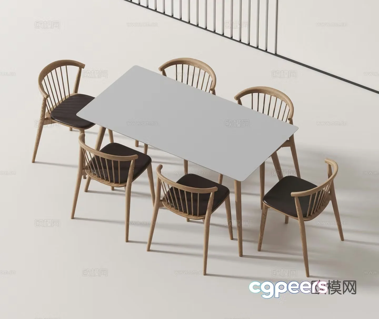 Modern dining table and chairs 3d model