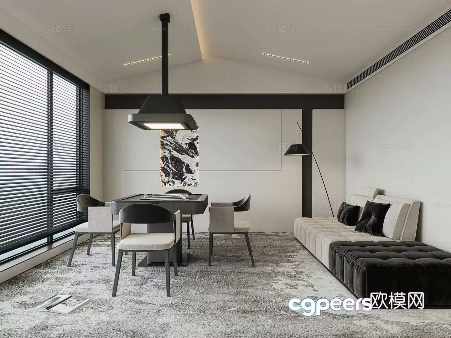 Modern chess and card room 3d model