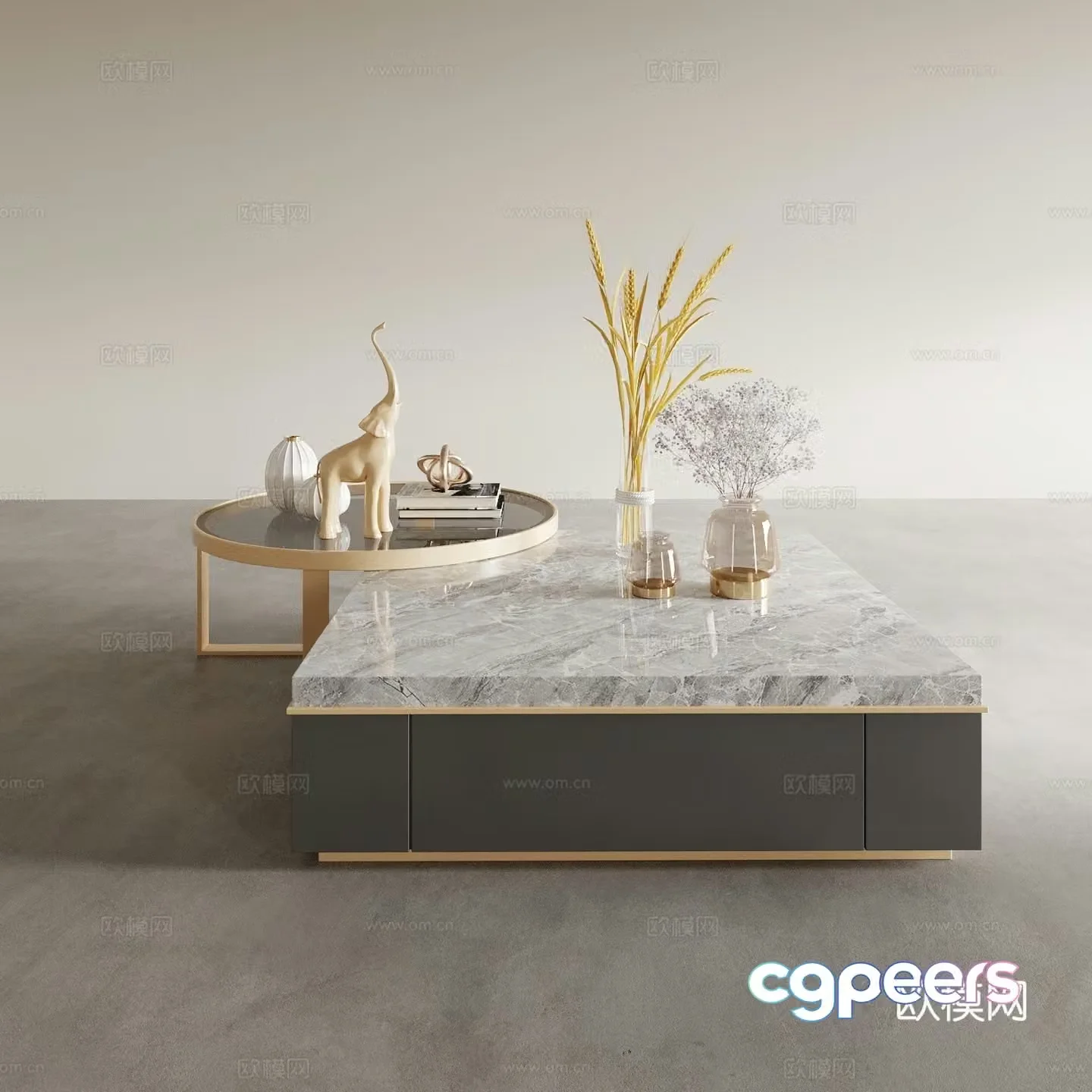 Light luxury coffee table mother-in-law coffee table 3d model