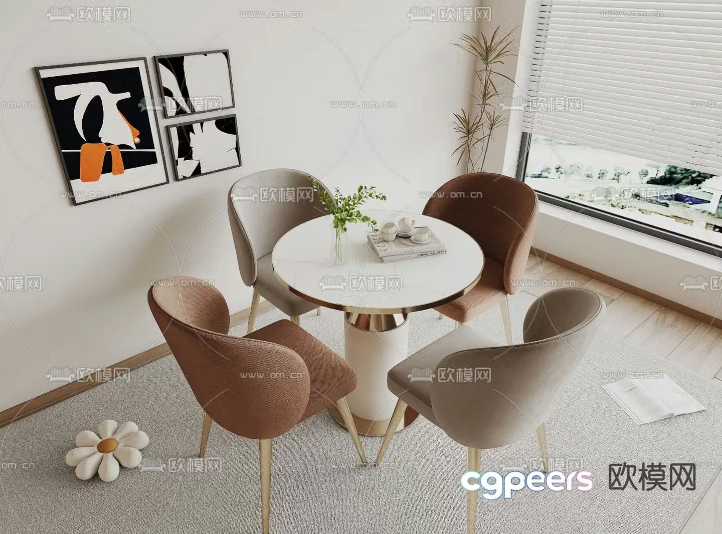 Modern leisure tables and chairs Negotiation tables and chairs 3d model