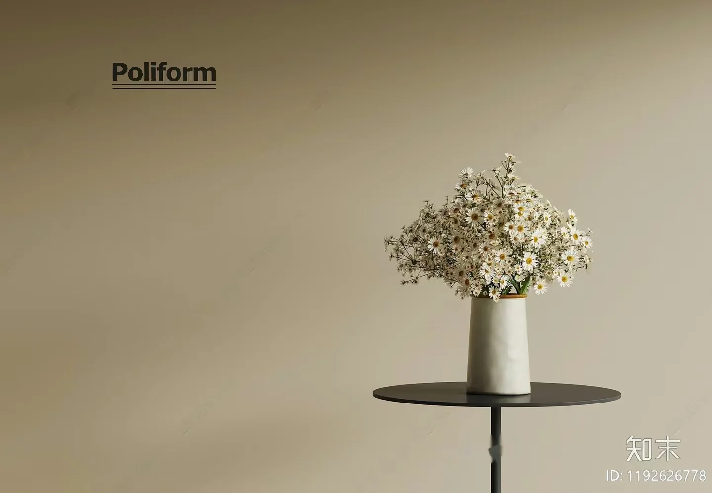 A Vase Of Flowers On A Table 3D Model – 17176 – VRAY Render
