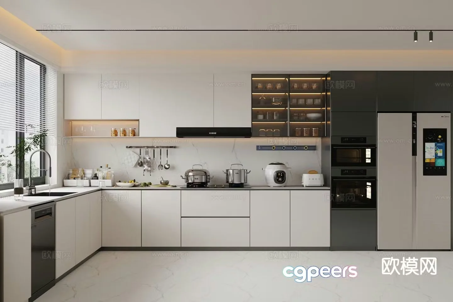 Modern open kitchen 3d model