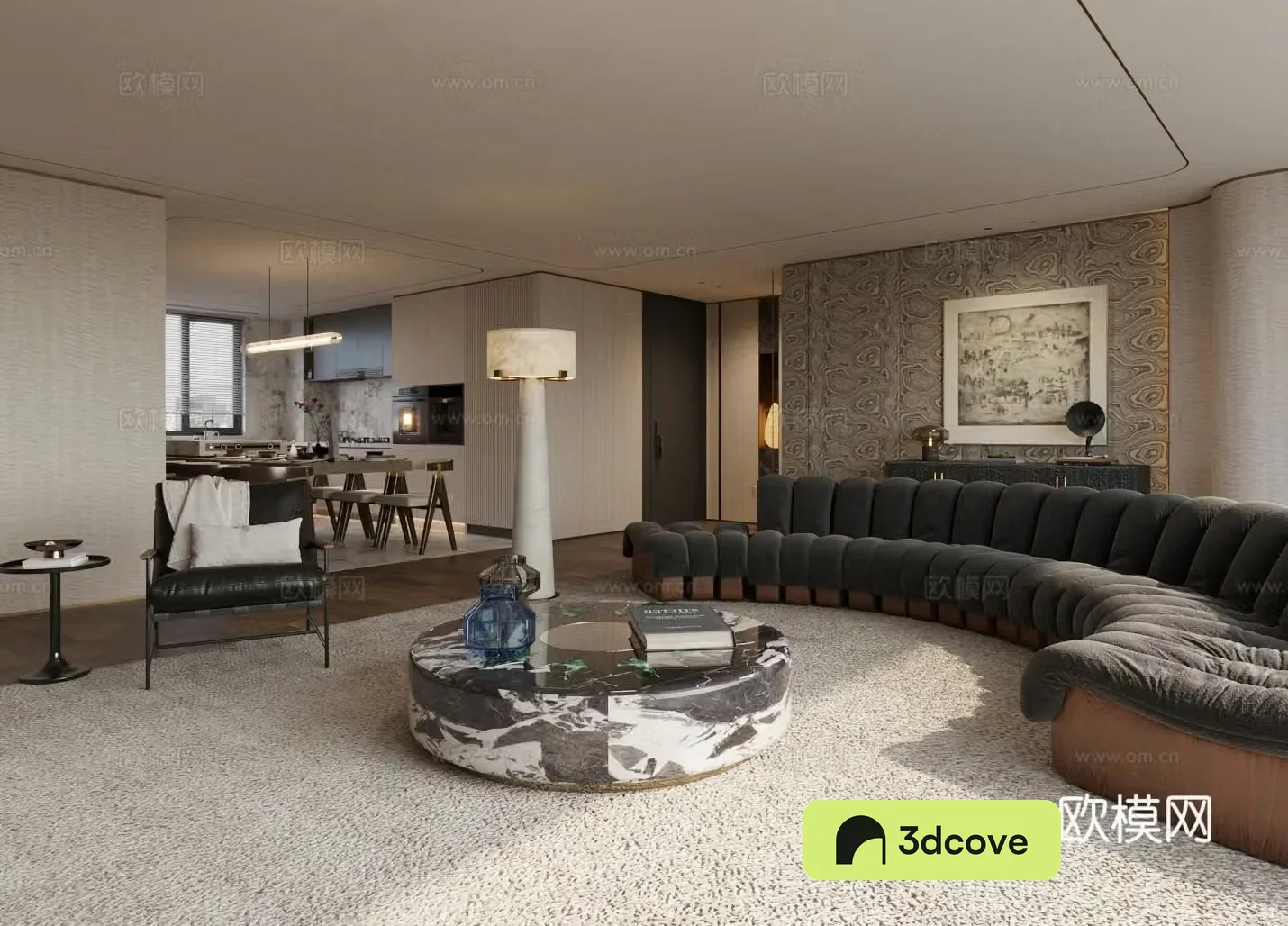 Waviva Home Living Room Large Apartment Living Room Integrated Design of Living and Dining Large Flat Design
