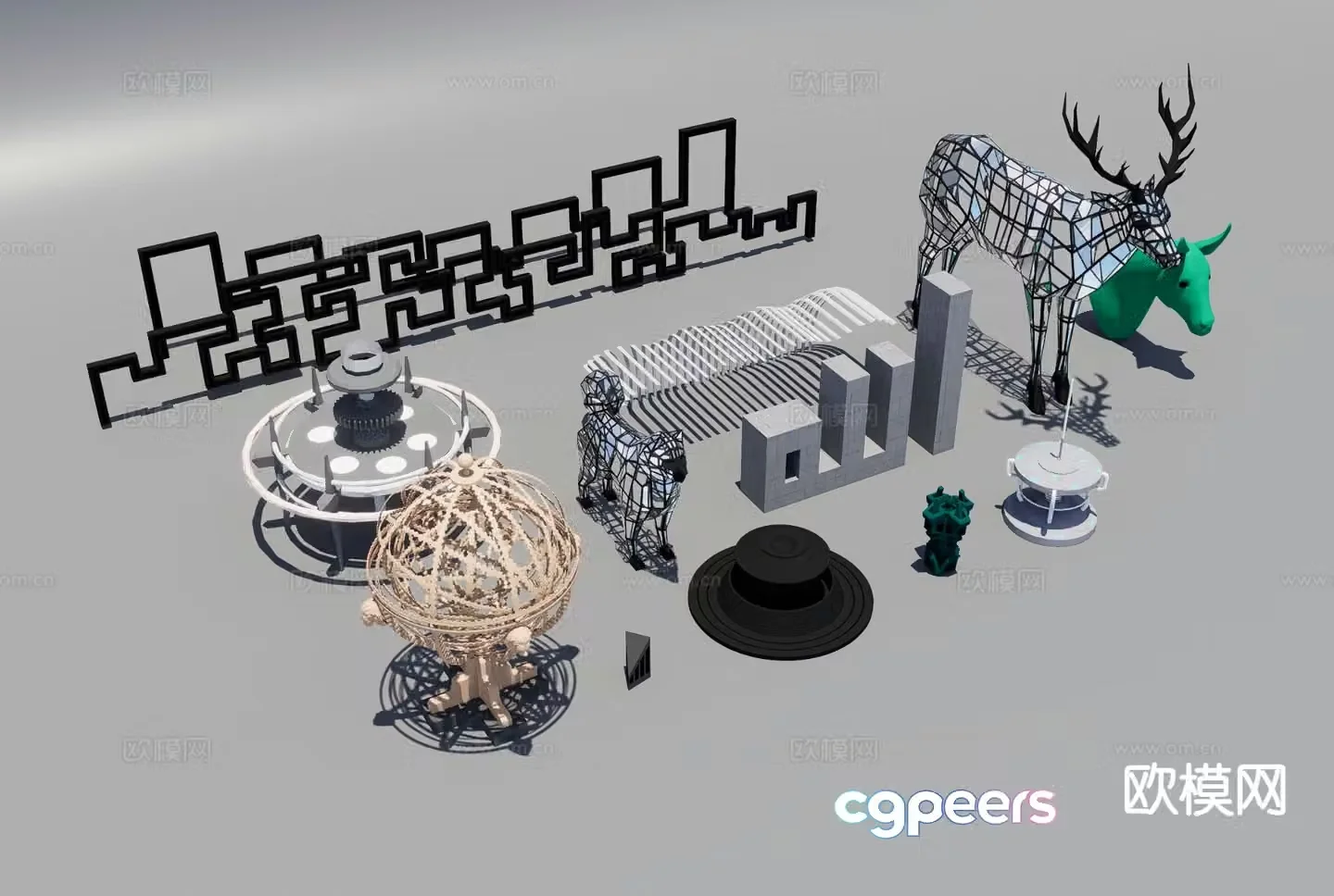 Urban sculpture landscape sculpture 3d model