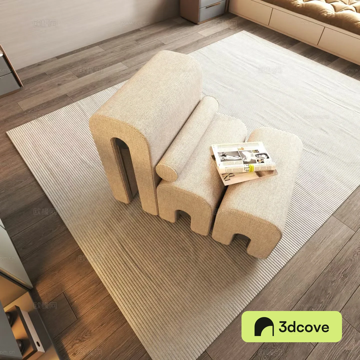Modern square carpet lounge chair