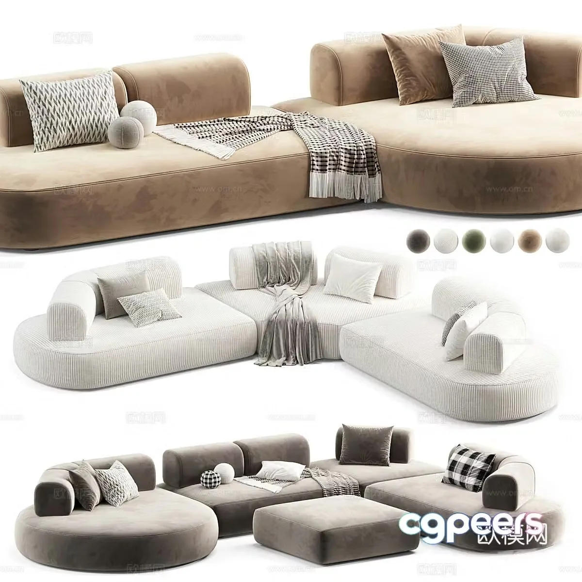 Modern Italian Isla fabric corner sofa 3D model