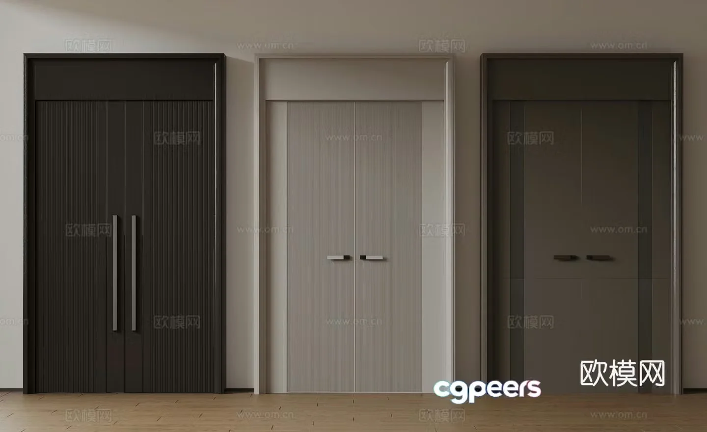 Modern double-opening door swing door entrance door security door top double-opening door main door mother and child door 3D model