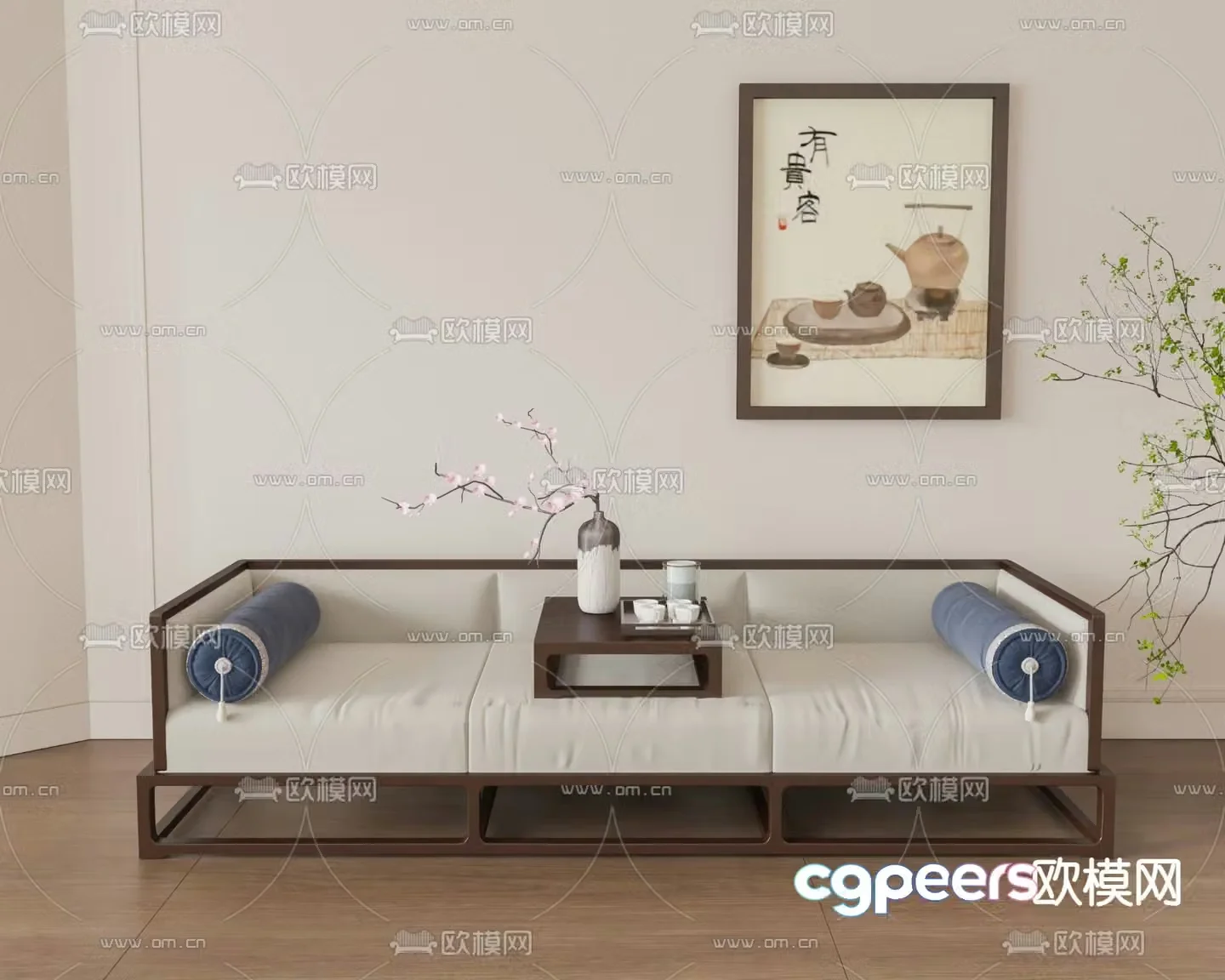 New Chinese style Arhat bed 3D model