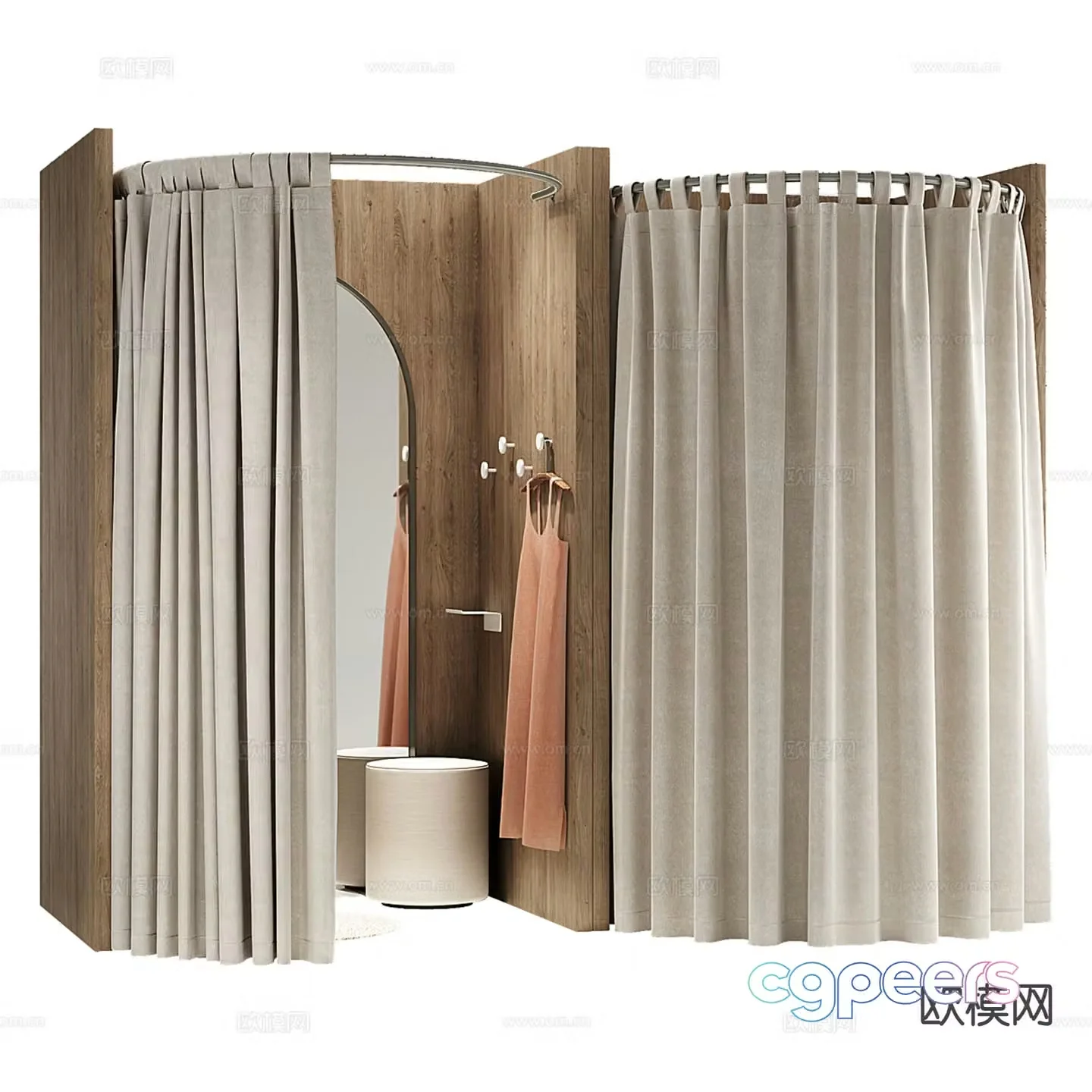Modern clothing store dressing room fitting room 3d model