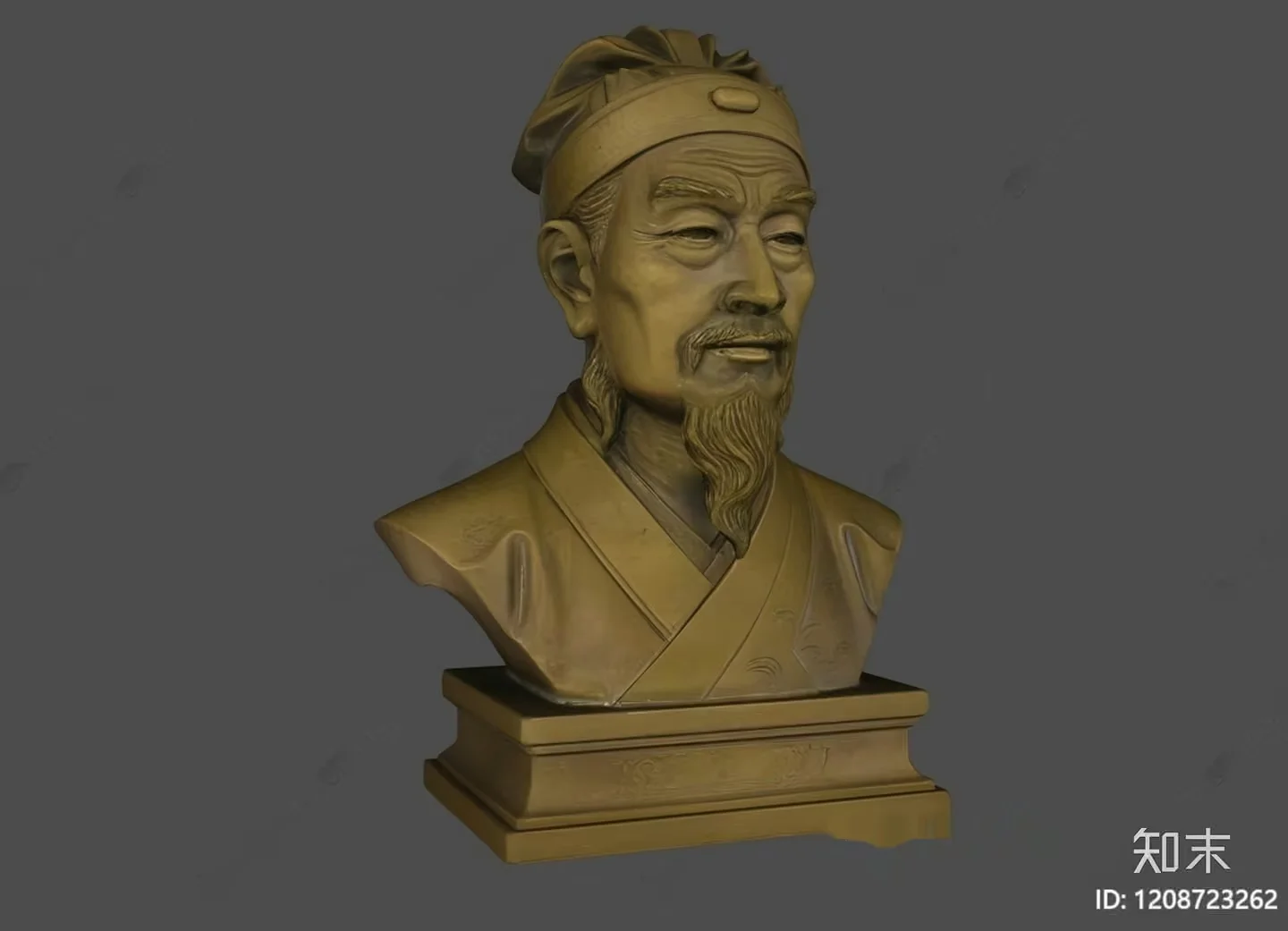 A Bronze Bust Of A Man With A Long Beard And Mustache 3D Model – 7883 – VRAY Render