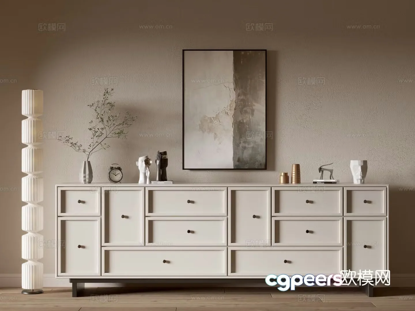 Cream style cabinet chest 3d model