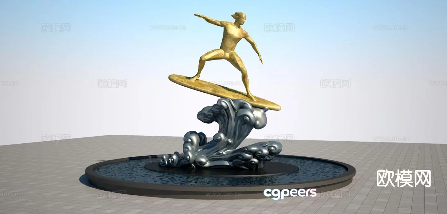 Modern surf sculpture 3d model