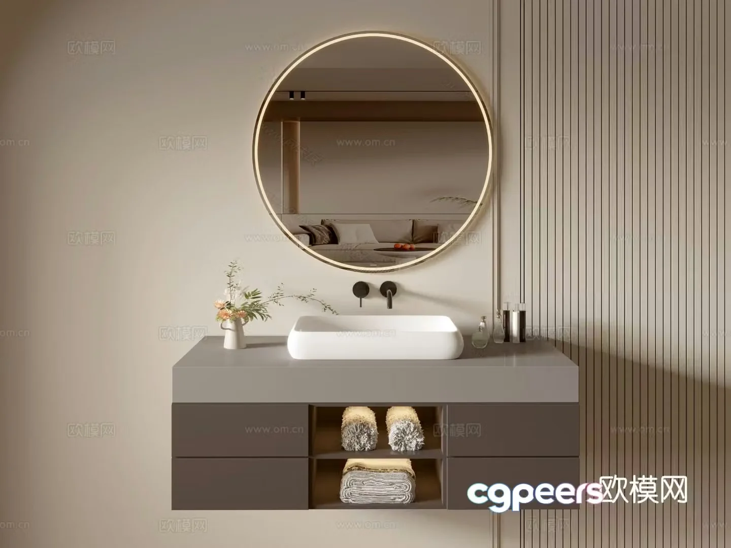 Modern bathroom cabinet bathroom basin bathroom ornaments mirror cabinet sink 3d model