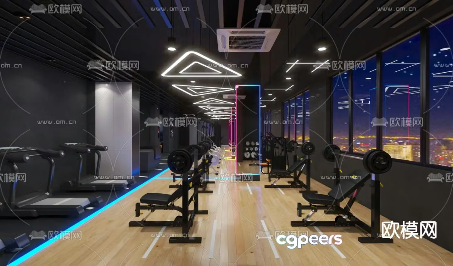 Industrial style gym 3d model