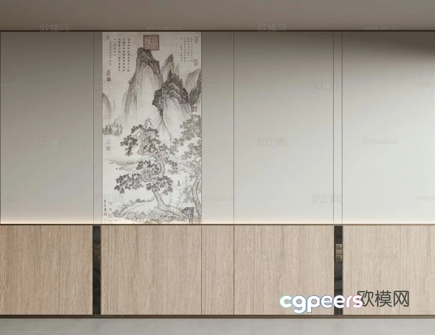 New Chinese style background wall 3d model