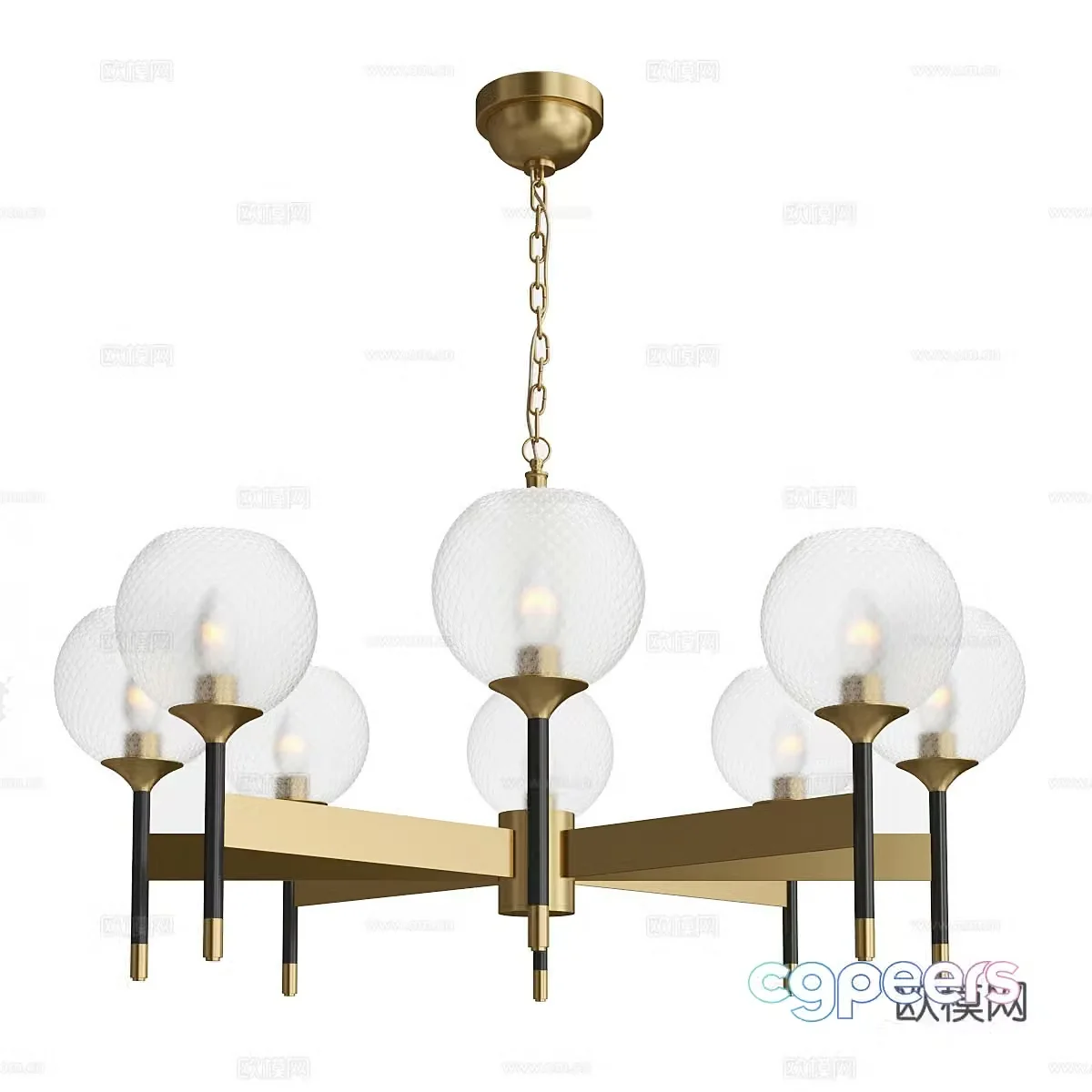 New Chinese style light luxury multi-head decorative chandelier 3D model