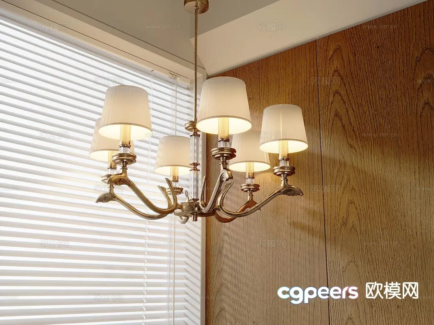 American retro chandelier full copper chandelier 3d model