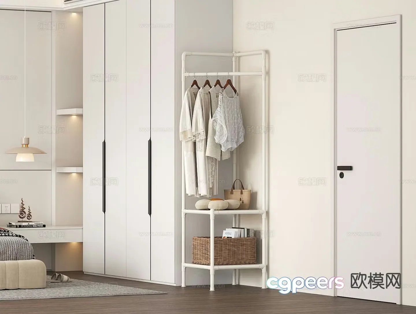 Modern corner coat rack clothes rack clothes 3d model