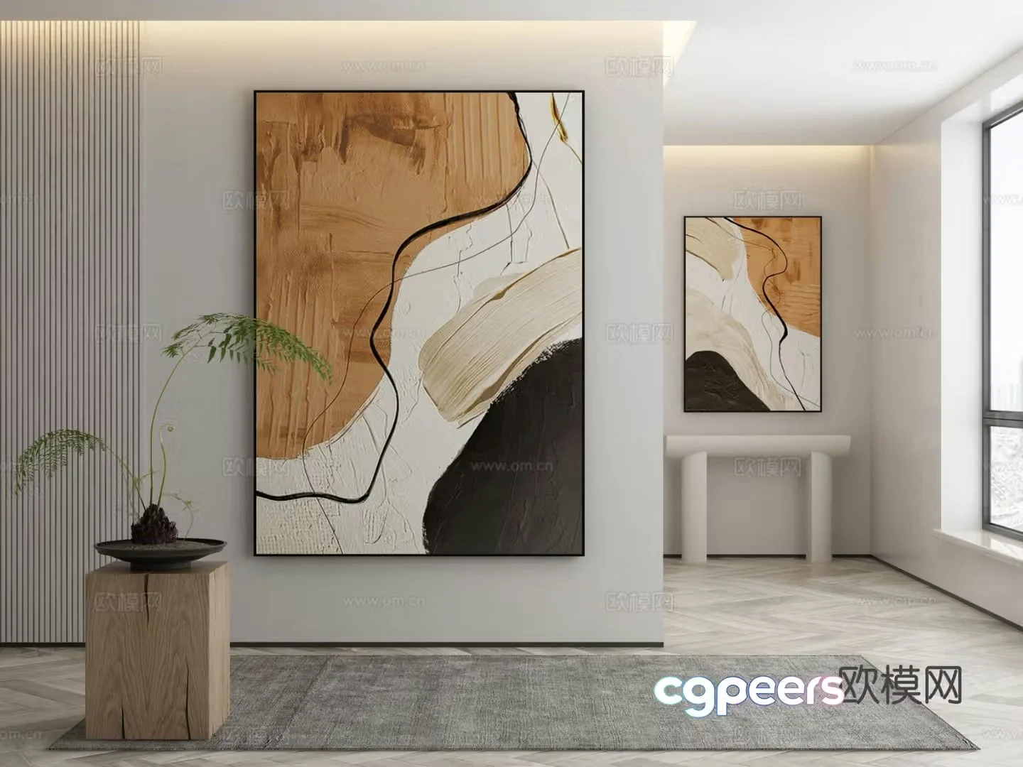 Modern texture painting decorative painting 3d model