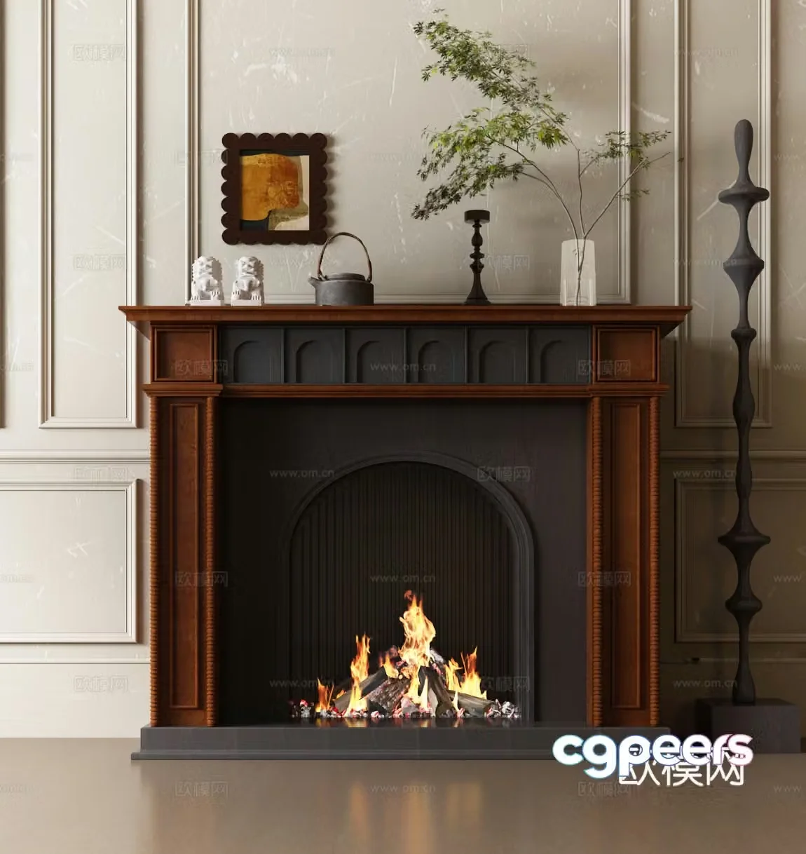 Modern French fireplace 3d model